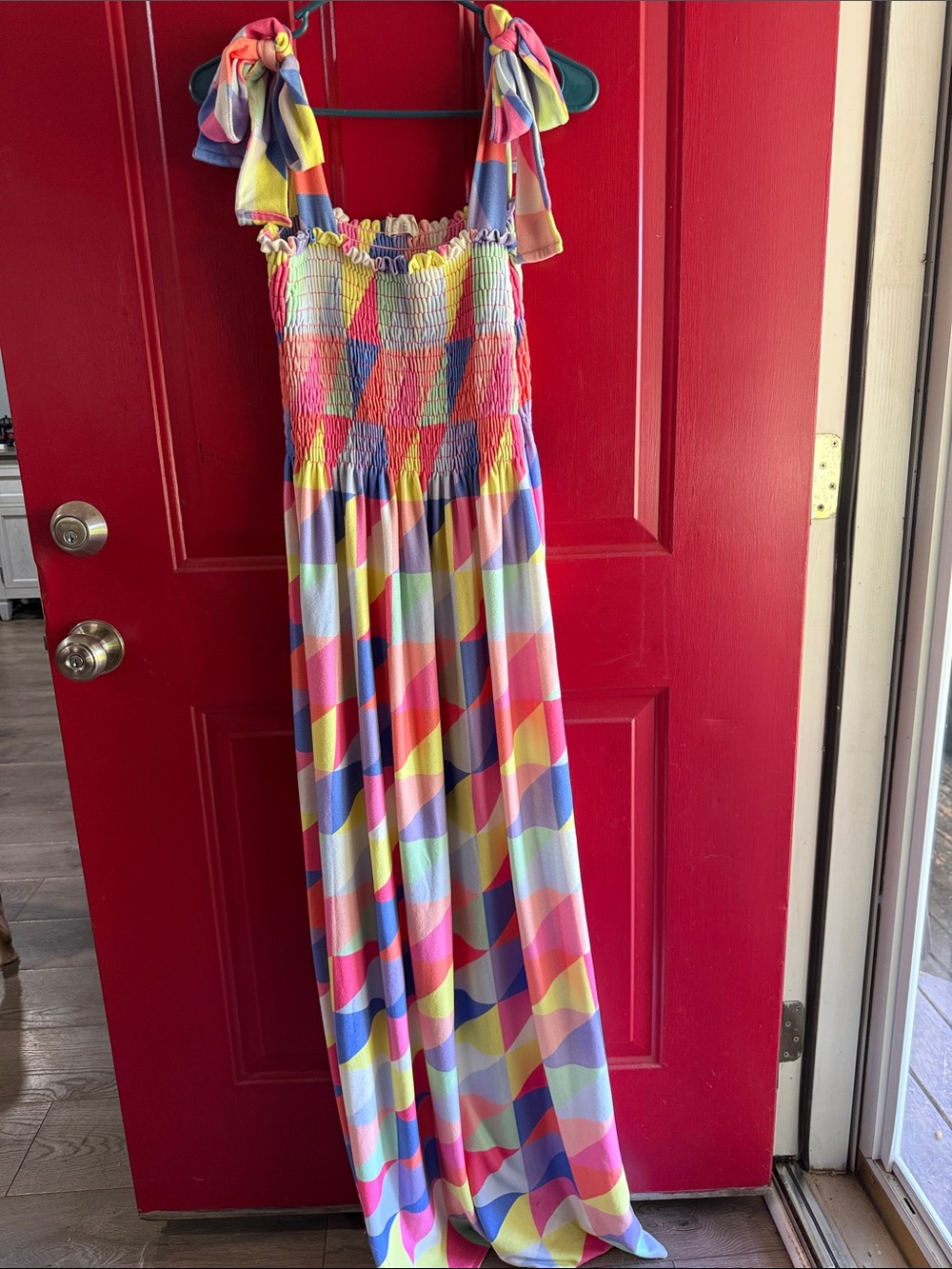 BiBi Multicolor Geometric Print Maxi Dress - Pink, Blue, Yellow